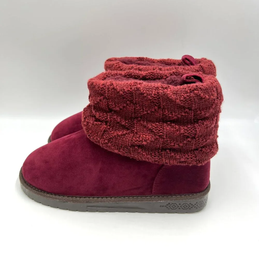 Muk Luks‎ Womens Size 7 Burgundy Red Vegan Suede Leather Winter Boots Shoes